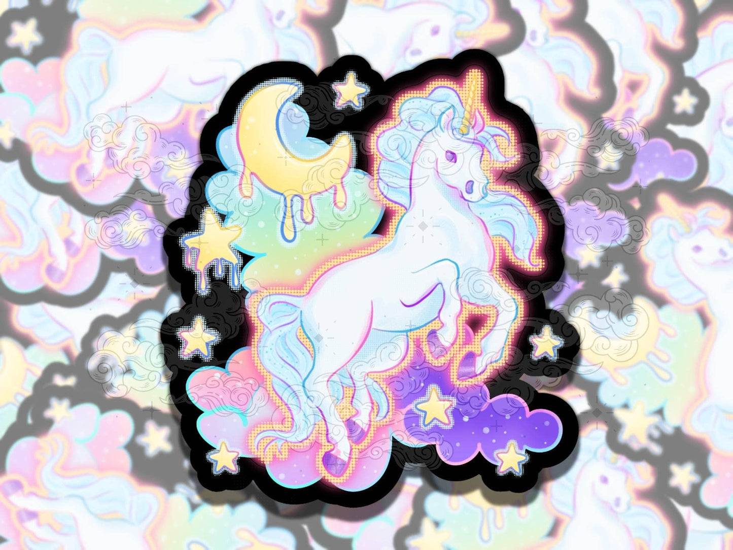 Cute Drippy Unicorn Vinyl Sticker - Girly Mythical Design