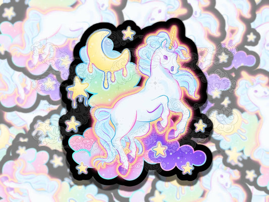 Cute Drippy Unicorn Vinyl Sticker - Girly Mythical Design