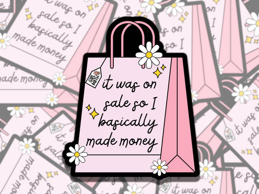 It Was on Sale Cute Pink Girl Math Bag  Vinyl Sticker