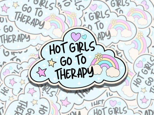 Hot Girls Go to Therapy Cute Cloud Sticker