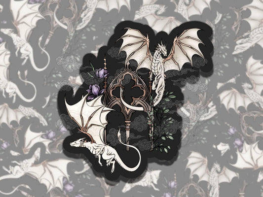 Bone Dragons Fantasy Magical Colorful  Vinyl Sticker, Girly